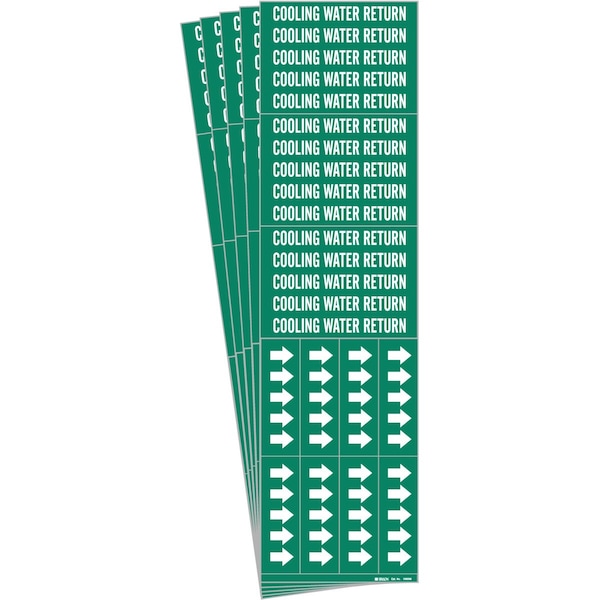 COOLING WATER RETURN Pipe Marker Sty 3C Arrows WT on GN 3 per Card, 5 PK